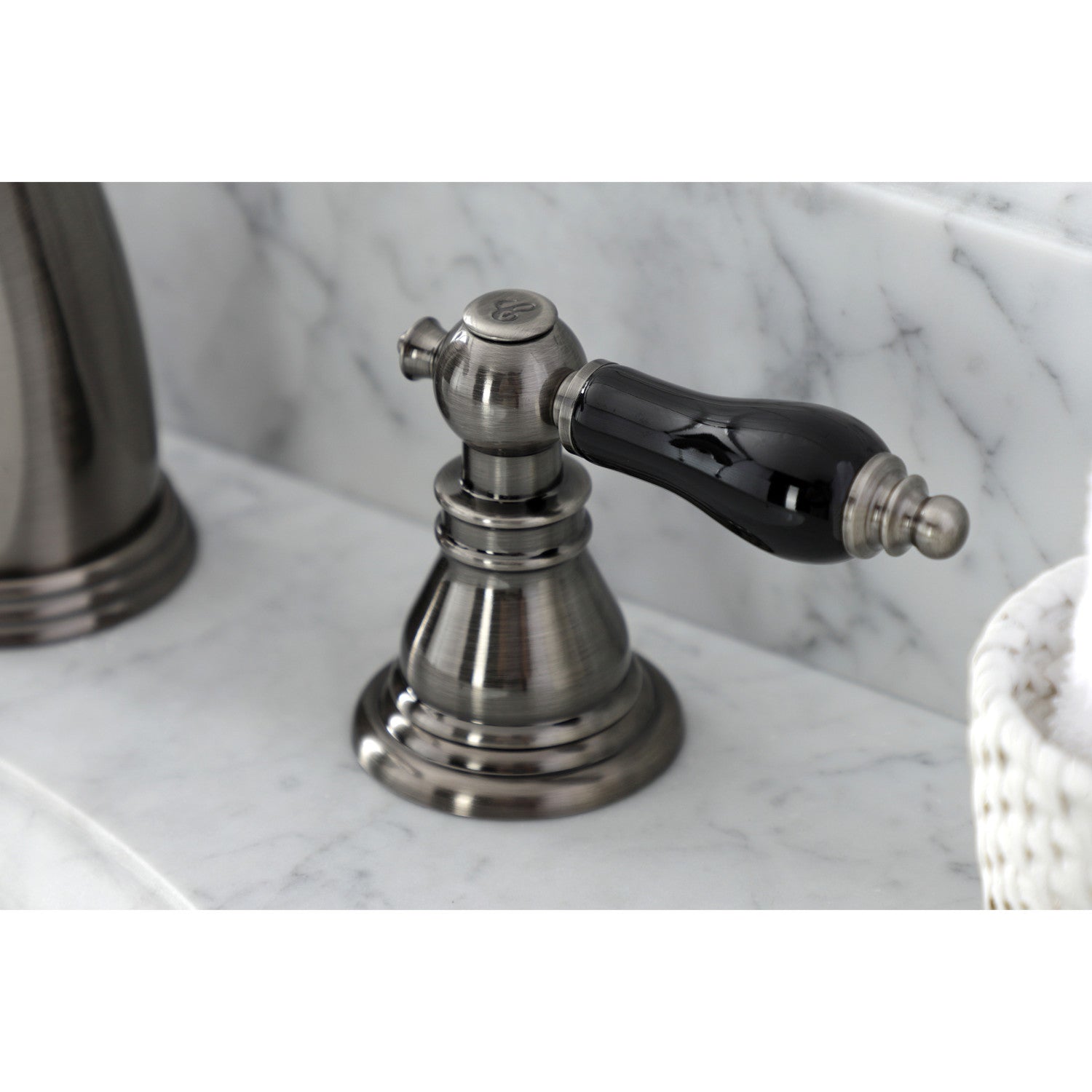 Kingston Heirloom KB983AKL - Duchess Two-Handle 3-Hole Deck Mount Widespread Bathroom Faucet with Pop-Up Drain, Black Stainless — thumbnail 2